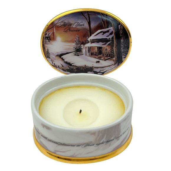Joy in Your Presence Christmas Glow by Ron Iverson Candle Trinket Box w Lid - Picture 2 of 9